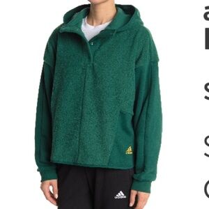 🛍️NEW Adidas Essentials Golden Logo Fleece Hoodie Women Green small nwt